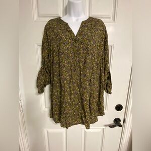 1- CHRISTY Leaf Printed VISCOSE Boho Top